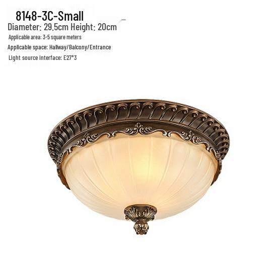 European Style Eye Protection Ceiling Light for Bedroom, Living Room, Balcony, and Entrance - French Retro Round Fixture