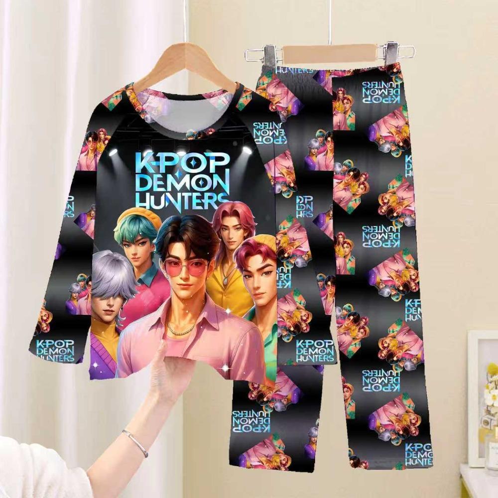 New Demon Hunters Children's Pajamas Long Sleeve Cartoon Girls Babies Middle and Older Children's Loungewear Set