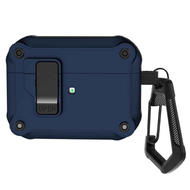 Secure Lock Case For Pods 4 with Active Noise Cancellation with Keychain,Shockproof Protective Cover синий