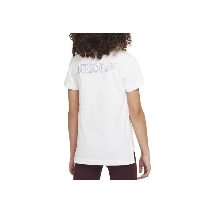 Nike Sportswear Letter Print Cartoon Anime Pattern Round Neck Sports Short Sleeve T-Shirt Kids Tops White DX1706-100