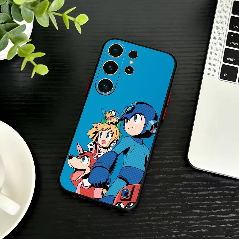 K-Mega Man Anime Phone Case For Samsung S26,S25,S24,S23,S22,S30,S21,Ultra,Plus,FE 5G Black Soft Cover