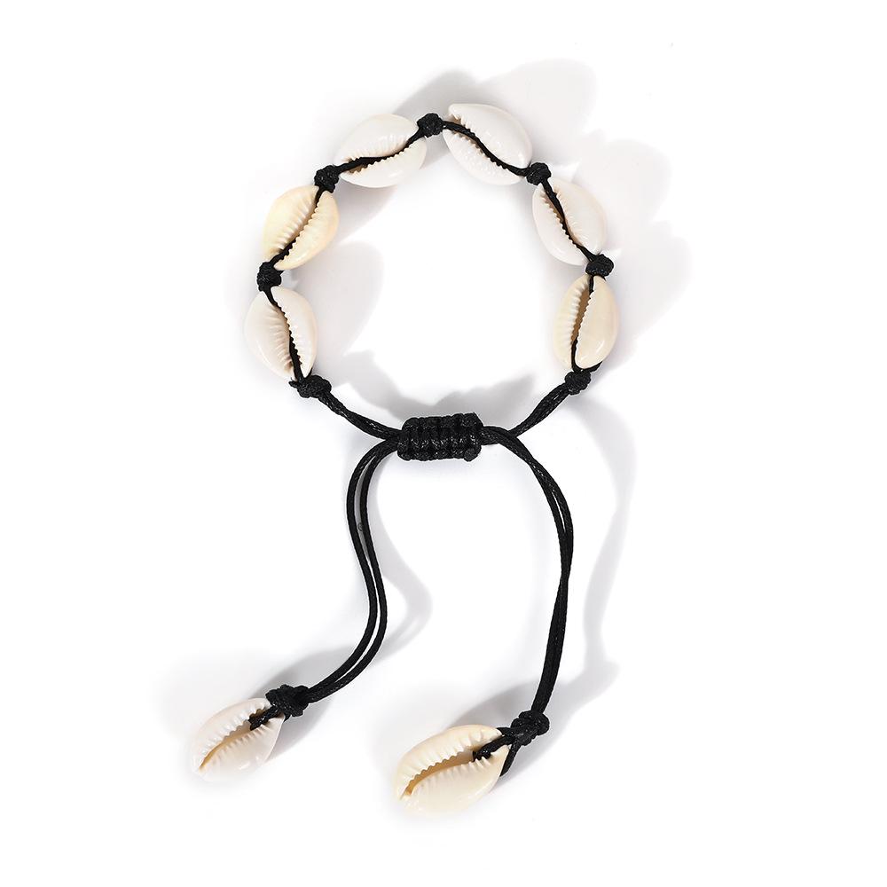 Hawaiian Bohemian Shell Beaded Bracelet with Waxed Cord