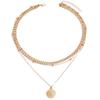 Fashion Demon's Eye Round Pendant Necklace Women's Thick Chain Coin Diamond Clavicle Chain