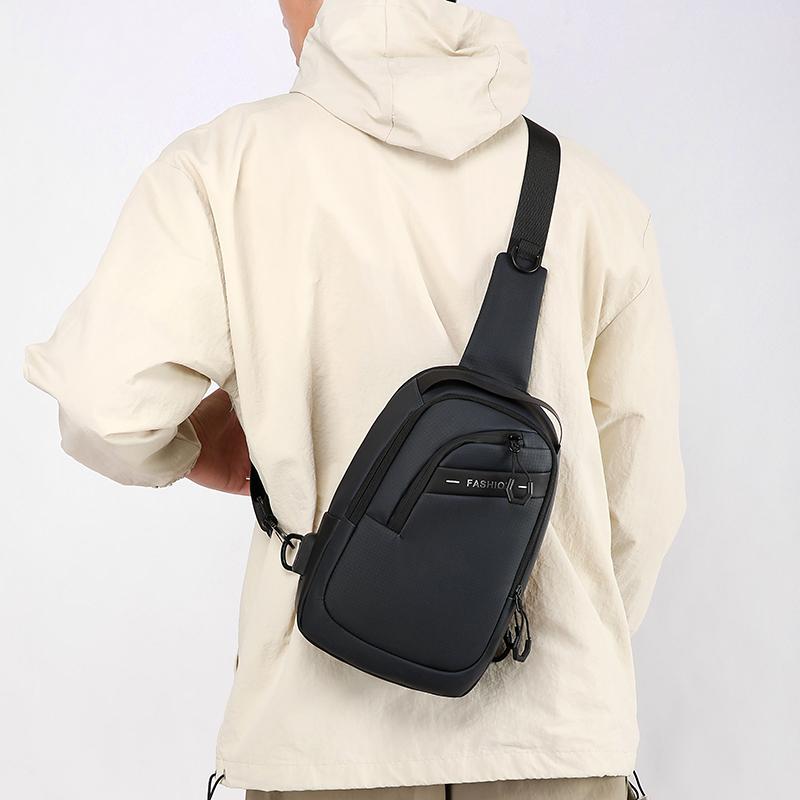 Sporty Men's Waterproof Sling Bag - USB Power Bank Port + Multi-Compartment Chest Pack (Anti-Sweat & Durable Design)