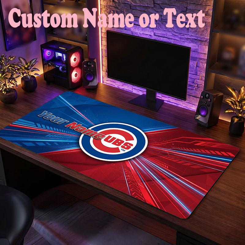 Chicago Cubs Customized Name Text Mouse Pad, Large Desk Mouse Mat Personalized Home Office Present
