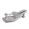 Summer new high-heeled cool slippers fairy 2025 fairy wind sparkling cross belt wear high-end breathable sandals