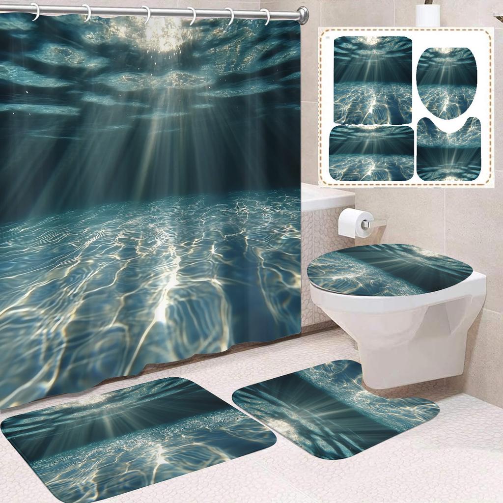 31Style 4Pcs Funny Shower Curtains Bathroom Curtain With Hooks Decor Waterproof Cat Dog 3d Bath 180*180cm Creative Personality Shower Curtain