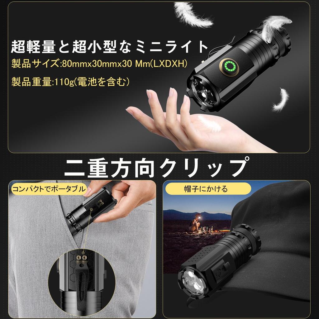 LED Flashlight for Enhanced Handheld High Brightness 2500 USB 5 Lighting Mini Aluminum 2M Drop IPX68 Disaster Outdoor Security Power Disaster