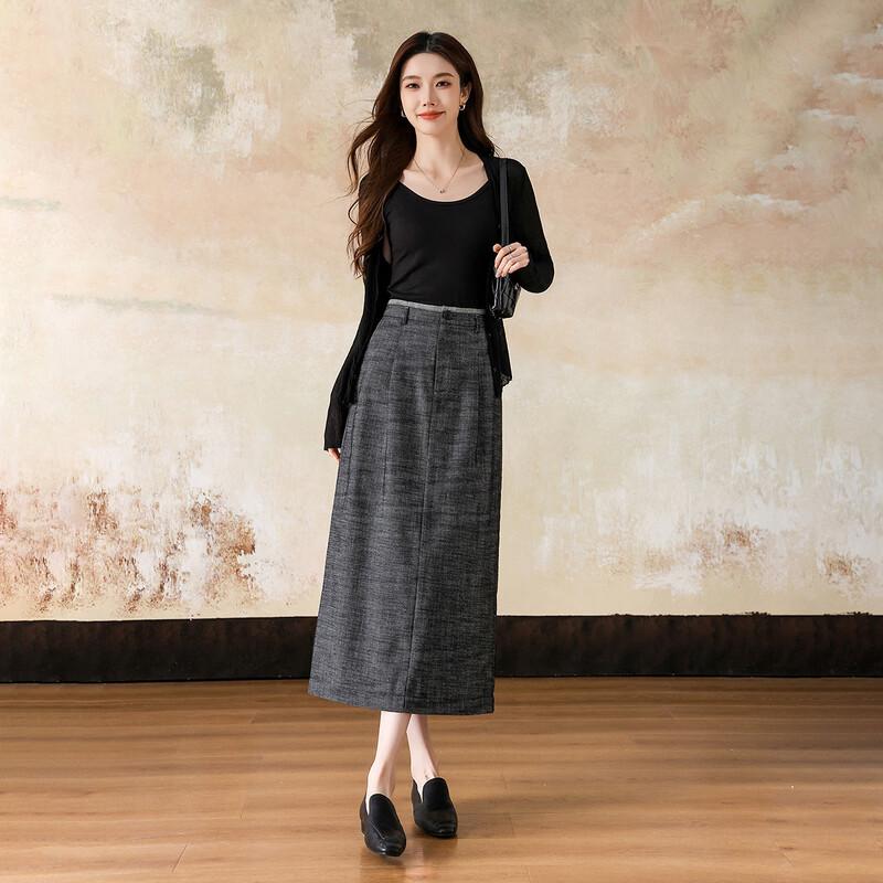 De Mana Elegant Petite Commuter Mid-Length Straight Skirt