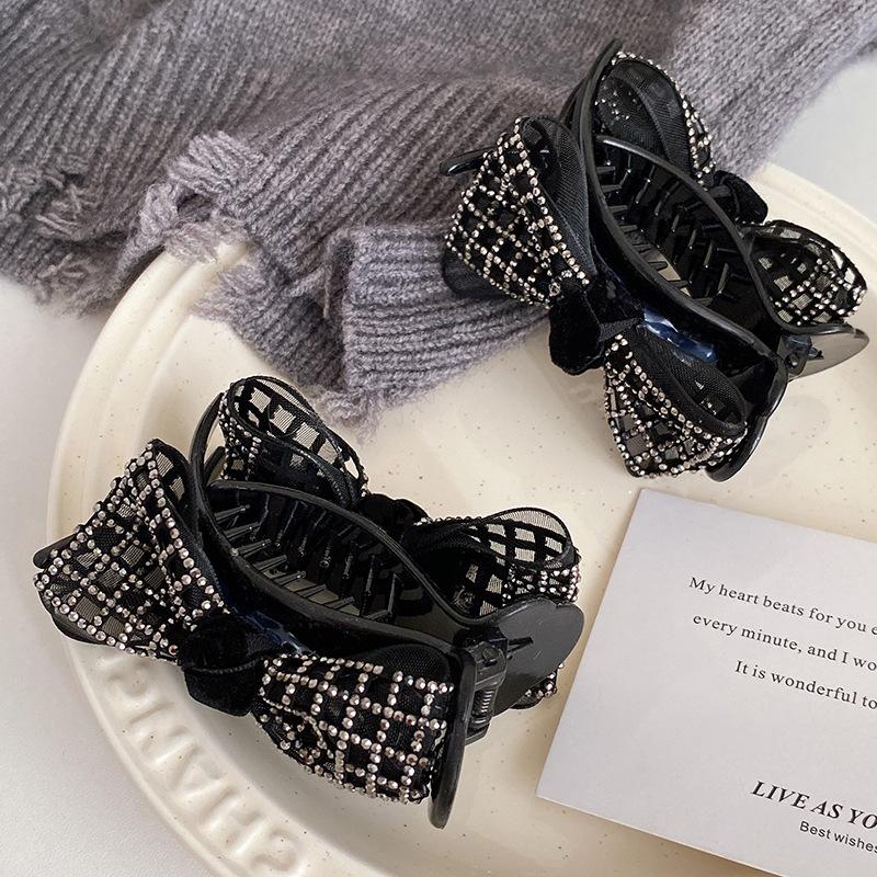 2023 New Retro Rhinestone Bow Hairpins Women Luxury Pearl Black Hair Clips Hairgrips Barrettes For Women Party Hair Accessories