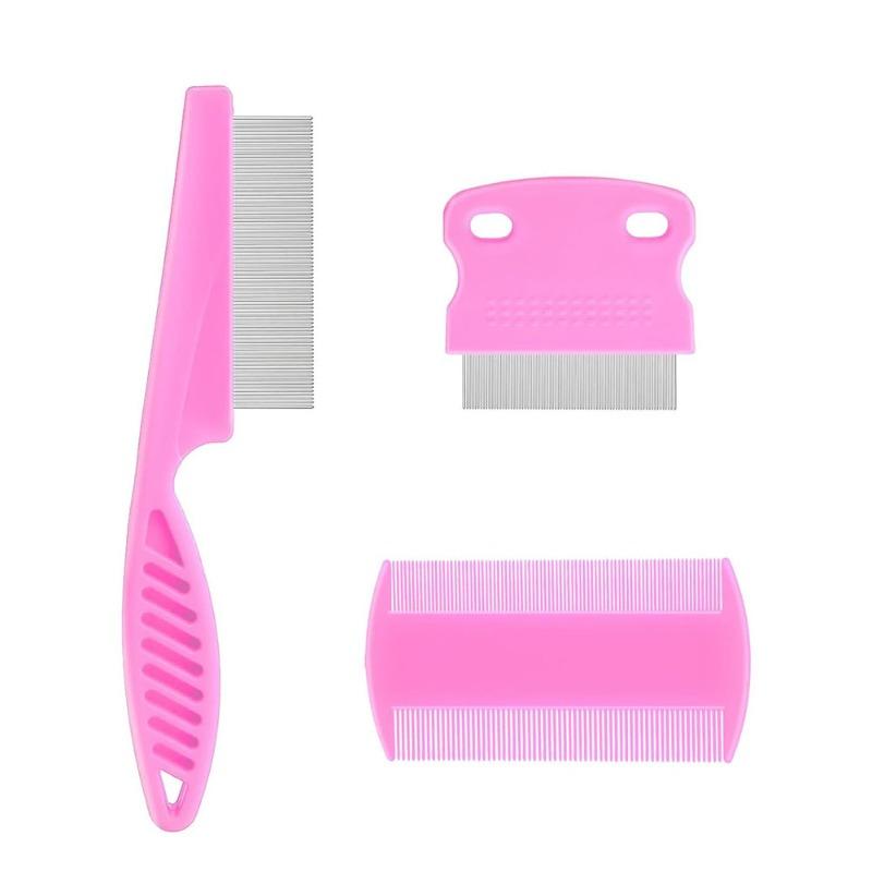 3-piece Set of Pet Lice Removal Comb, Flea Comb, Fine-toothed Needle Comb, Lice Removal Comb and Tick Hook Combination Set