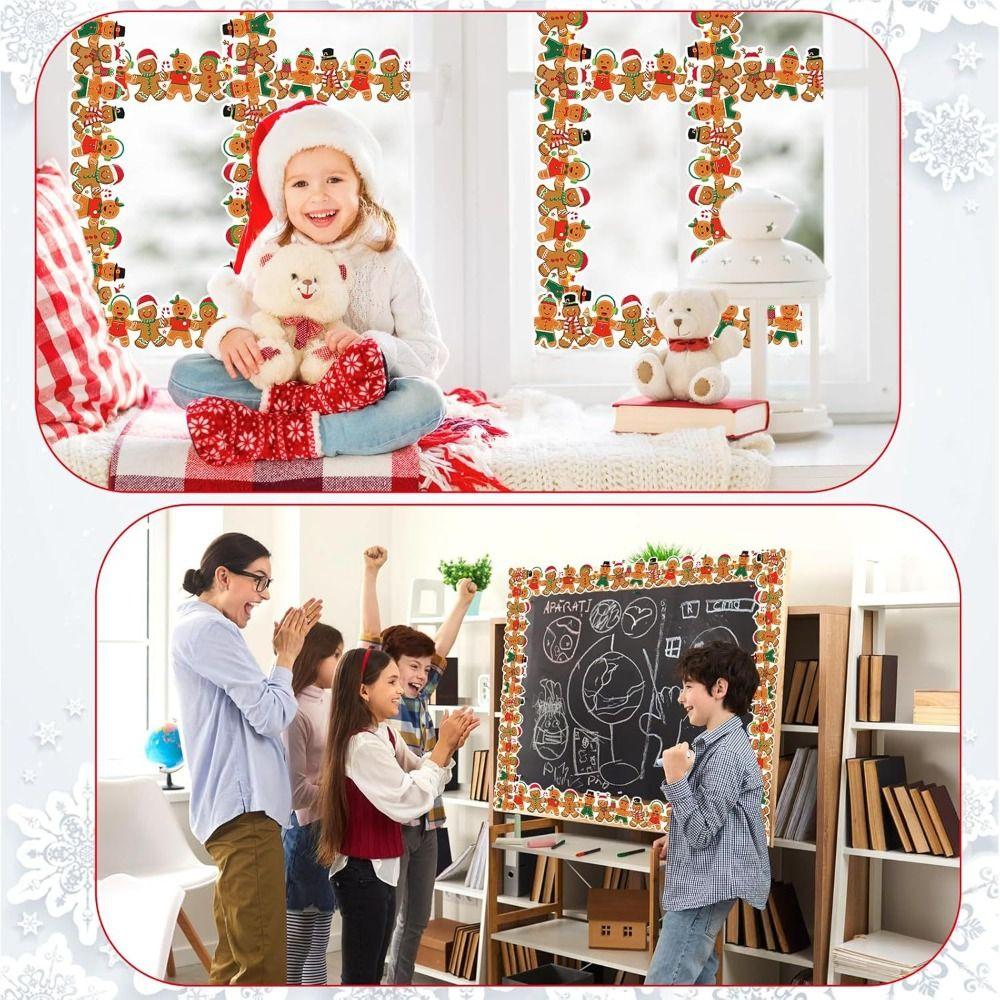 Self-Adhesive Border Decorative Sticker Christmas Tree Snowman Poster Border Stickers Paper Penguin Chalkboard Board Border