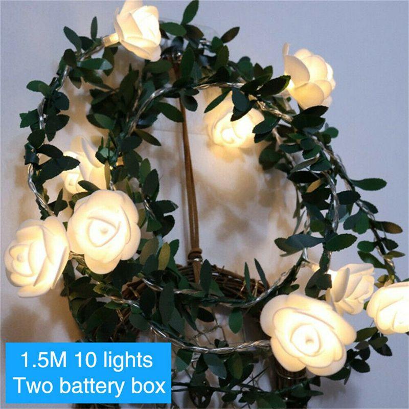 Elegant Warm White Led Rose Flower String Lights With Battery Box For Versatile Decorations