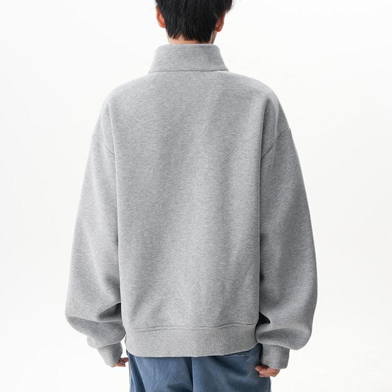 Herenkleding Amerikaanse Standkraag Sweatshirts Jonge Stijl Lente Herfst Half Open Kraag Knopen Los Modieuze Pullovers