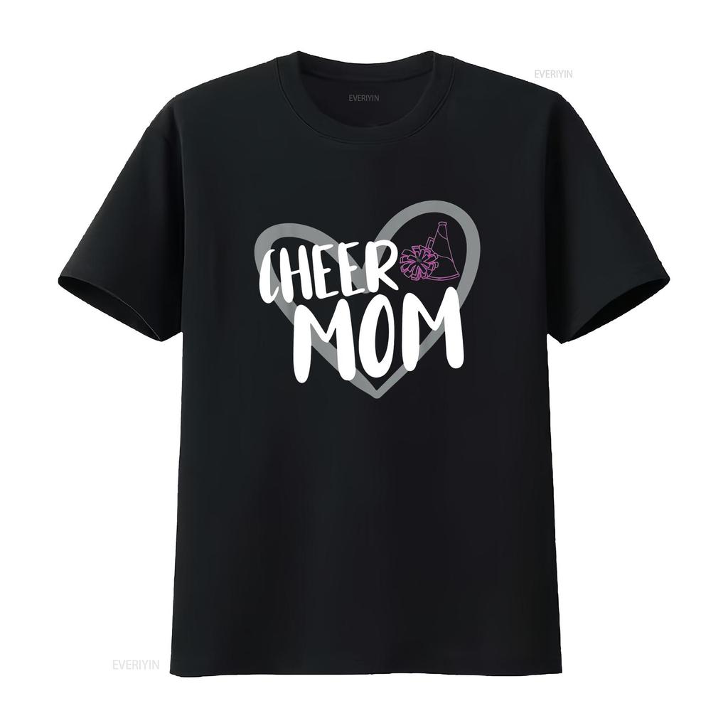 Funny Cheer Mom Heart Cheerleading Cheerleader T Shirt vintage Washed Top For Everyday Wear streetwear Casual designer clothes