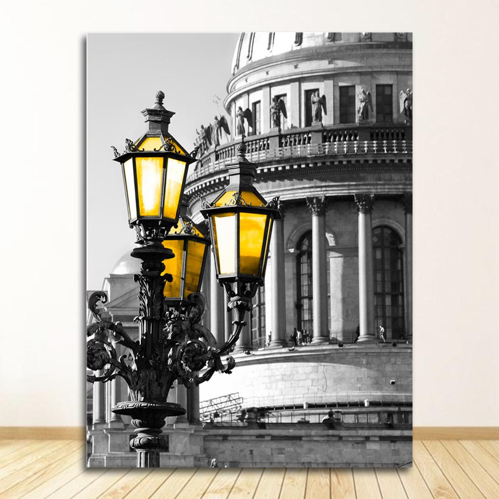 Picture For Living Room Decoration Poster And Print Black And White Landscape Nordic Canvas Painting Set Art Yellow Scenery Wall