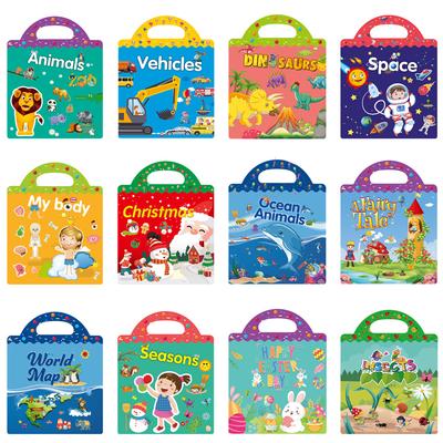 מדבקות סצנה חדשות וחמות לילדים, ספרים עם מדבקות פאזל DIY, מדבקות קריקטורה לשימוש חוזר, חיות, צעצועי למידה והכרות לילדים, מתנות לילדים