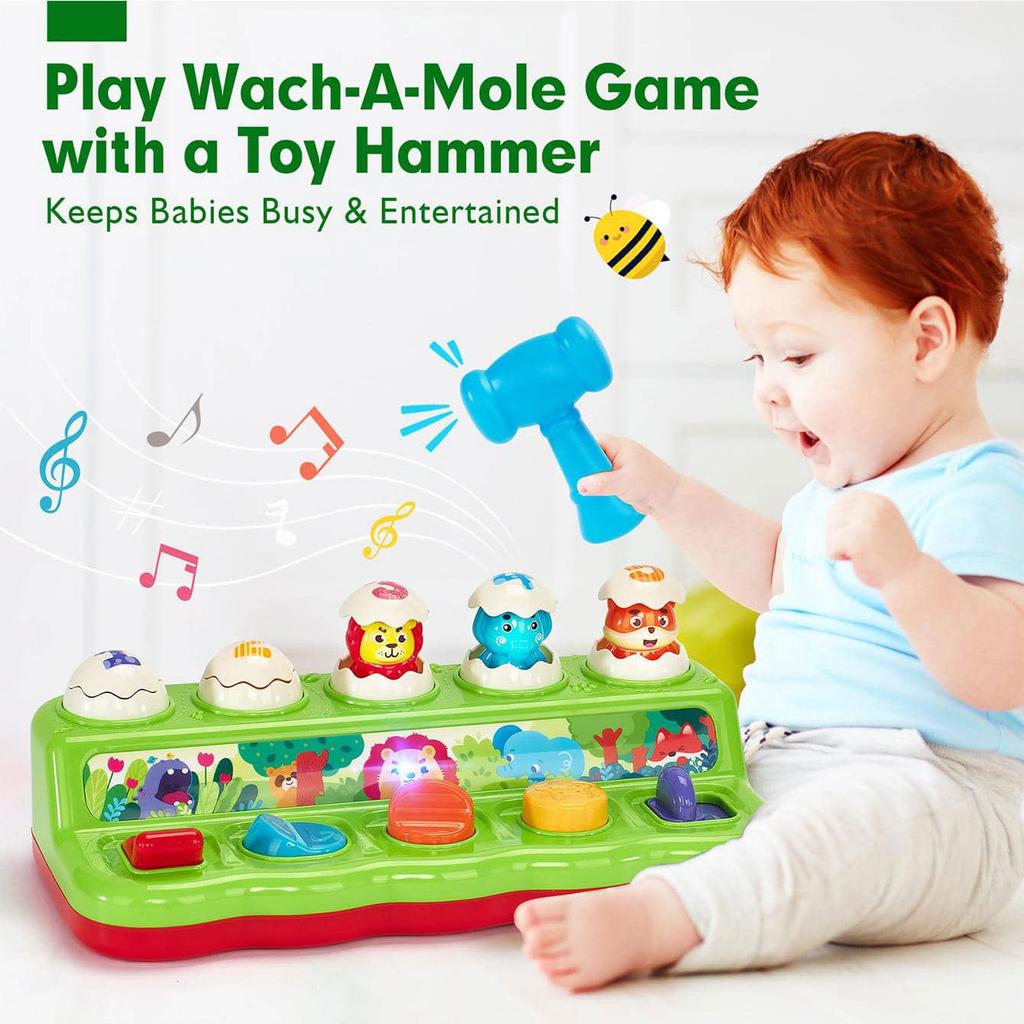 Whack A Mole Toy for Baby Pop Up Animals Interactive Musical Educational Game Early Learning Toy Gift