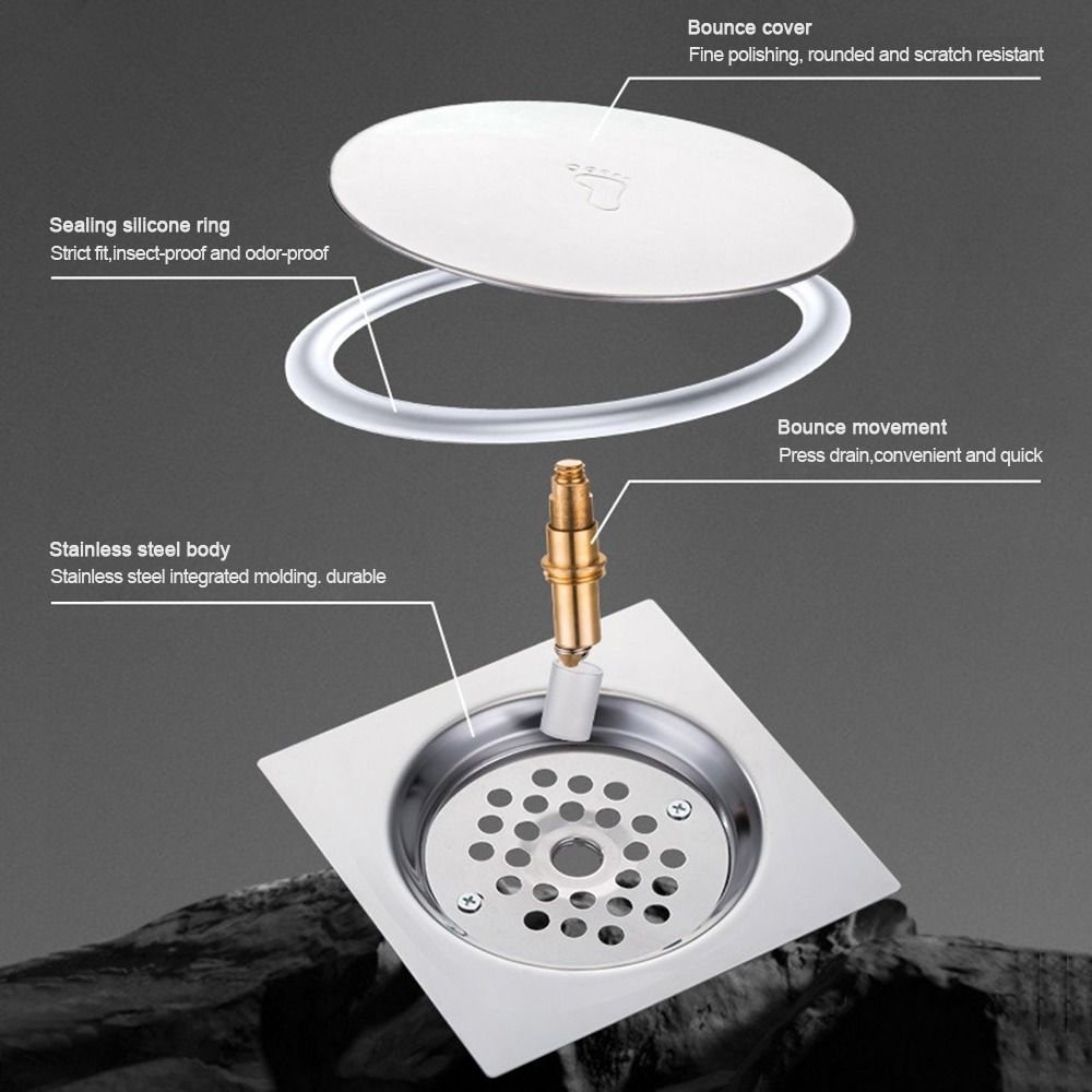 Stainless Steel Press-Type Floor Drain Pop Up Bounce Drain Filter Shower Foot Floor Drain