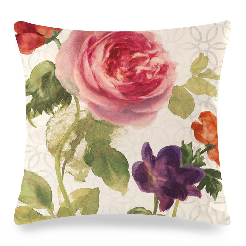 Watercolor Roses and Butterflies Digital Printing Short Plush Pillow Covers for Car Sofa Office Cushion Cover Home Goods