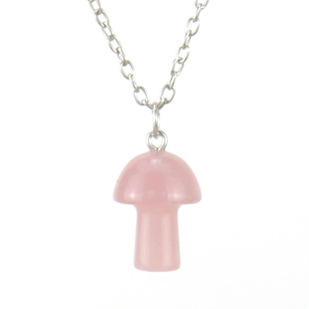 Natural 2Cm Crystal Mushroom Necklace Amethyst Agate Mini Small Mushroom Pendant N612 розовый кварц