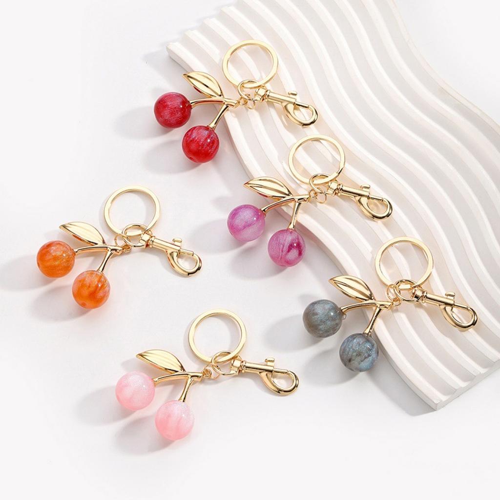 Sparkling Cherry Bag Accessory Fashion Keychain Alloy Resin Texture Cherry Keyrings Perfect for Party and Casual Outfits