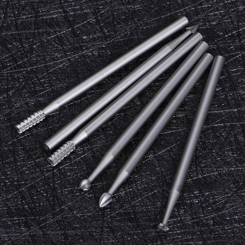 6Pcs/Set 2.35mm Handle Tungsten Steel Milling Cutter Carving Knife Engraving ToolL Size