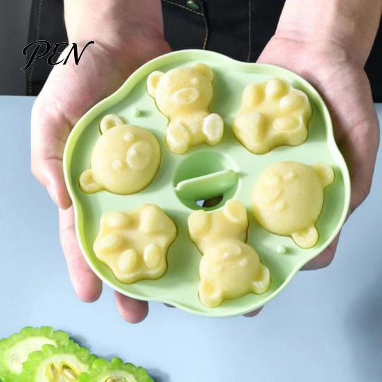 Small Dessert Molds Silicone Bear Cake Mold, Steamer Safe Food Baking Pan for Kids, DIY Making Tools Non Stick Reusable Heatproof Muffin Pudding Jelly