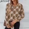 Autumn/Winter Floral Jacquard Pullover Women's Sweater Fashionable Versatile Long-Sleeved Knitted Top