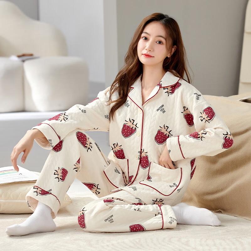 

Women s Thickened Air Cotton Warm Pajamas M-2XL