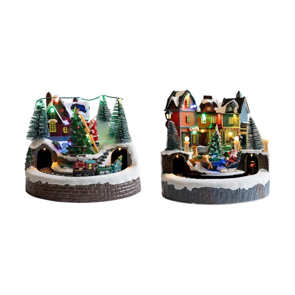 Christmas Lighted House Decor Desktop Xmas Decor LED Snow Castle Ornament Christmas Decoration for Festivals Mantel Shop Window