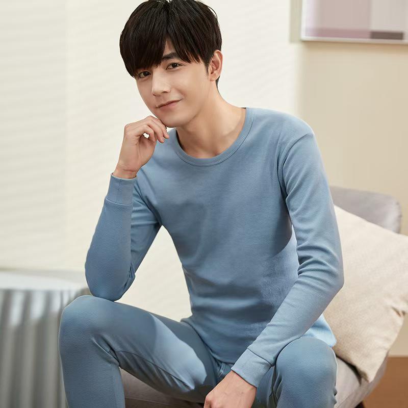 Men's Antibacterial Cotton Autumn Underwear Set - Thin, Warm Base Layer for Teens