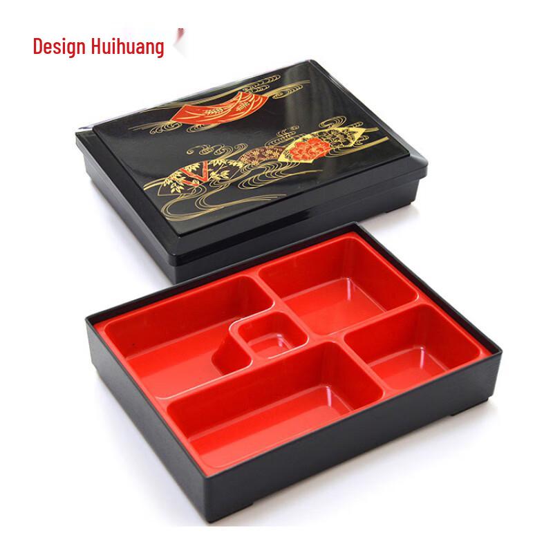 Wood Grain Multi-Compartment Bento Box