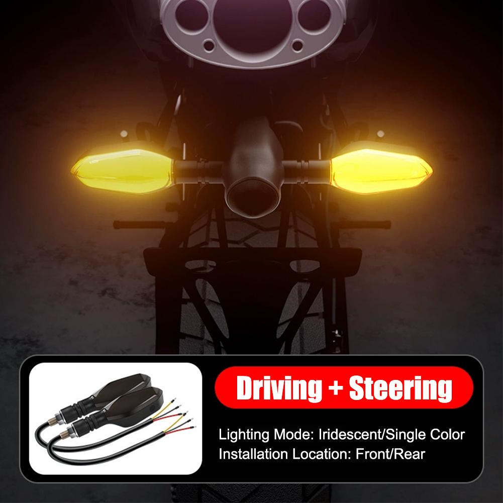 1Pair Motorcycle LED Turn Signals  Flowing Dynamic Blinkers High Brightness Waterproof Projection Turn Light for Motorbike