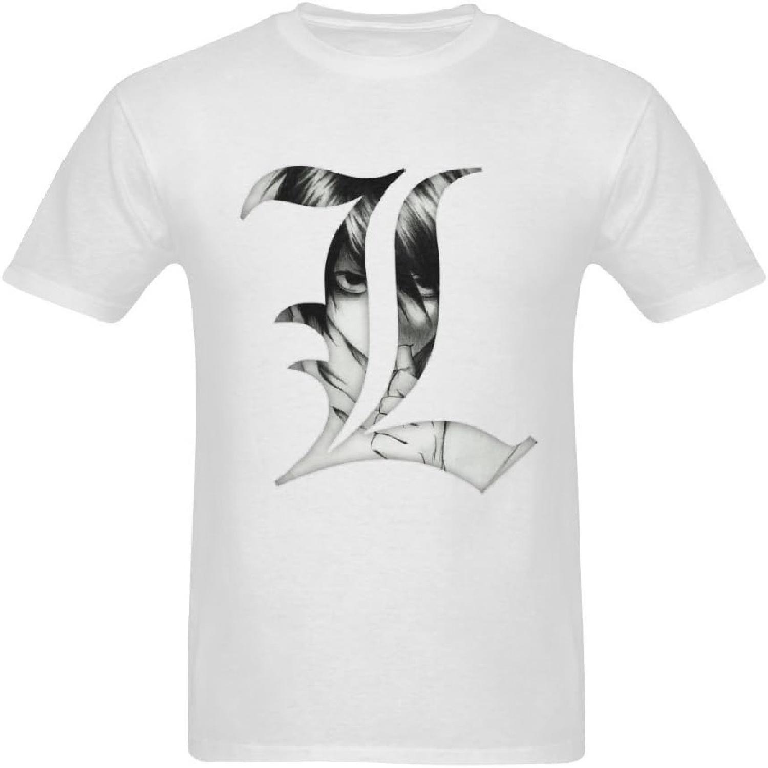 Men s Cotton Graphic Tee Print T-Shirt - Death Note - White - M S