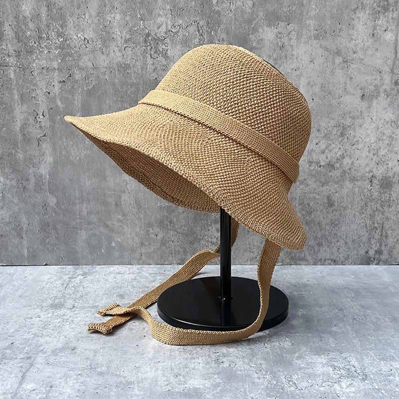 

Summer Strap Sun Empty Top Hat Women Eaves Outdoor Sun Protection Beach Sun Hat Folding Cotton And Linen Bucket Hat M（56-58cm）