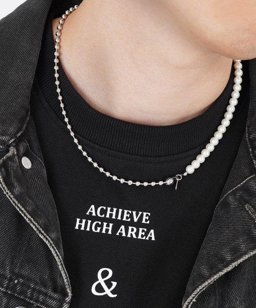Acha Surgical Steel Ball Chain & Pearl Mix Necklace _ Silver
