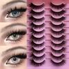 10 Pairs Of Fluffy False Eyelashes Set, Creating Natural Curled Eyelashes, Girl Group's Thick And Full False Eyelashes