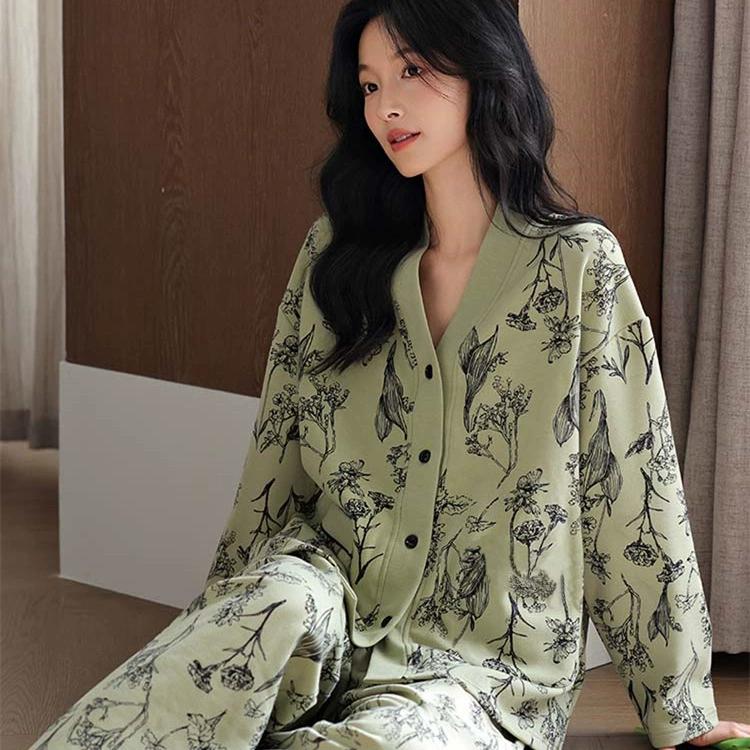 

Пижамы женские кардиганы весна и осень модели осень с длинными рукавами Home Service 2XL