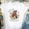 T-shirt d'été à manches courtes pour femme avec imprimé cheval, animal mignon, amour, mode, t-shirt graphique décontracté pour dame