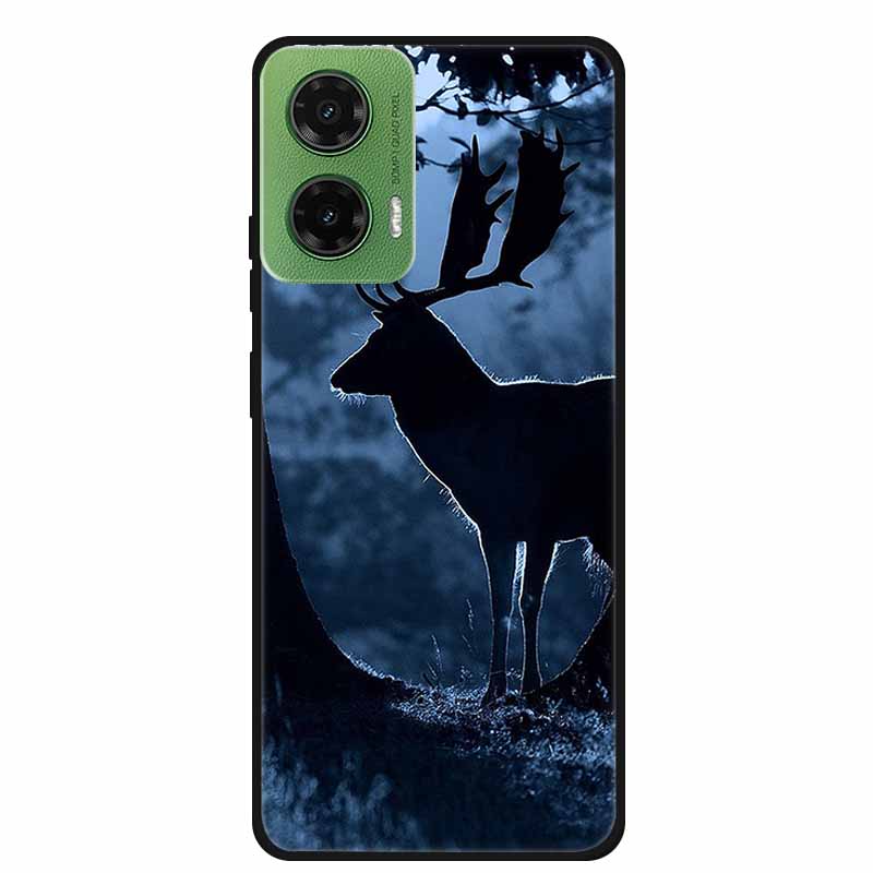 Silicone Painted Cover For Motorola Moto G35 G55 Case Luxury Animal TPU Silicone Soft Back Cover For G55 5G Black Bumper MotoG35