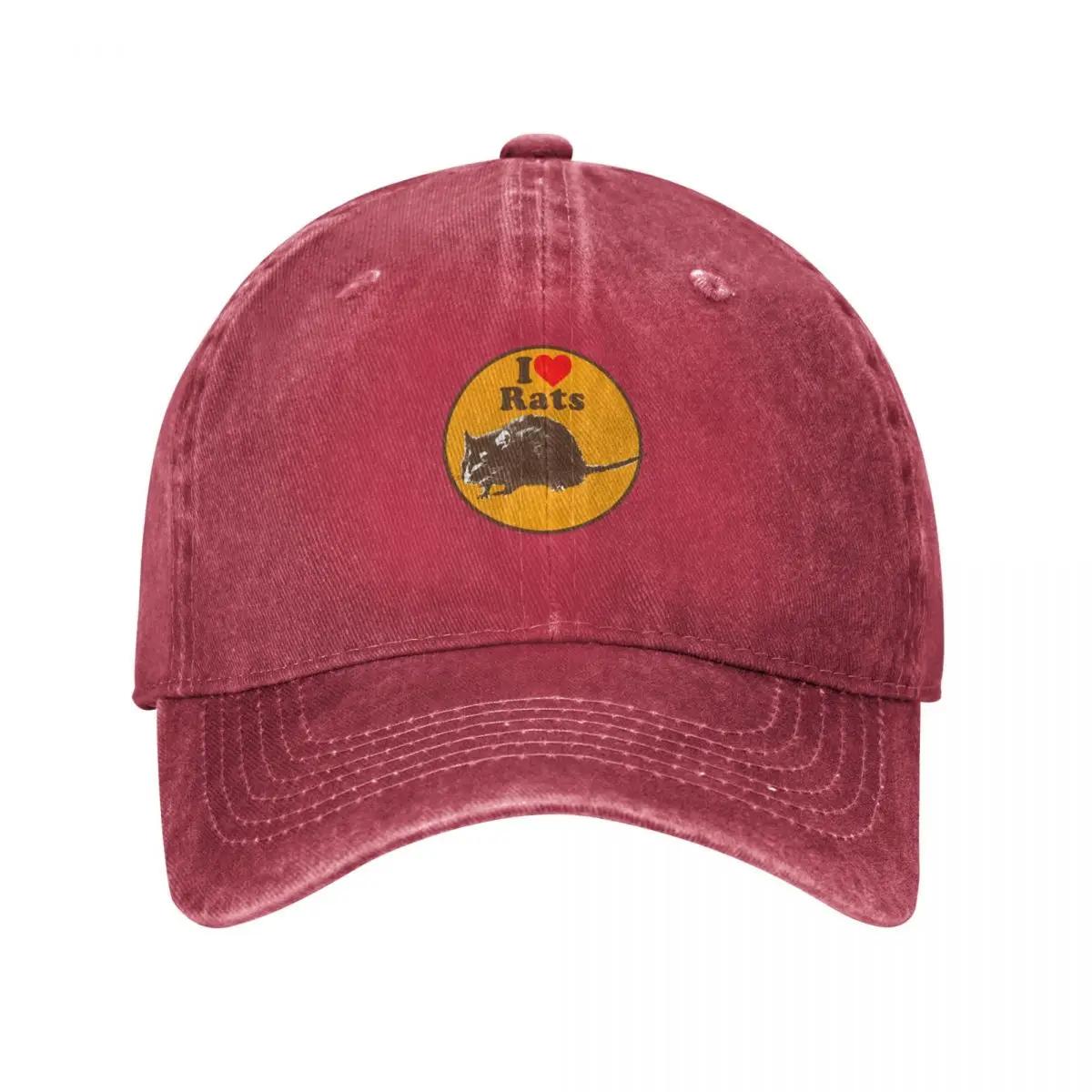 I love Rats design Baseball Cap fashionable Hat Unisex Golf Wear foam party Hat Womens Hats Unisexs