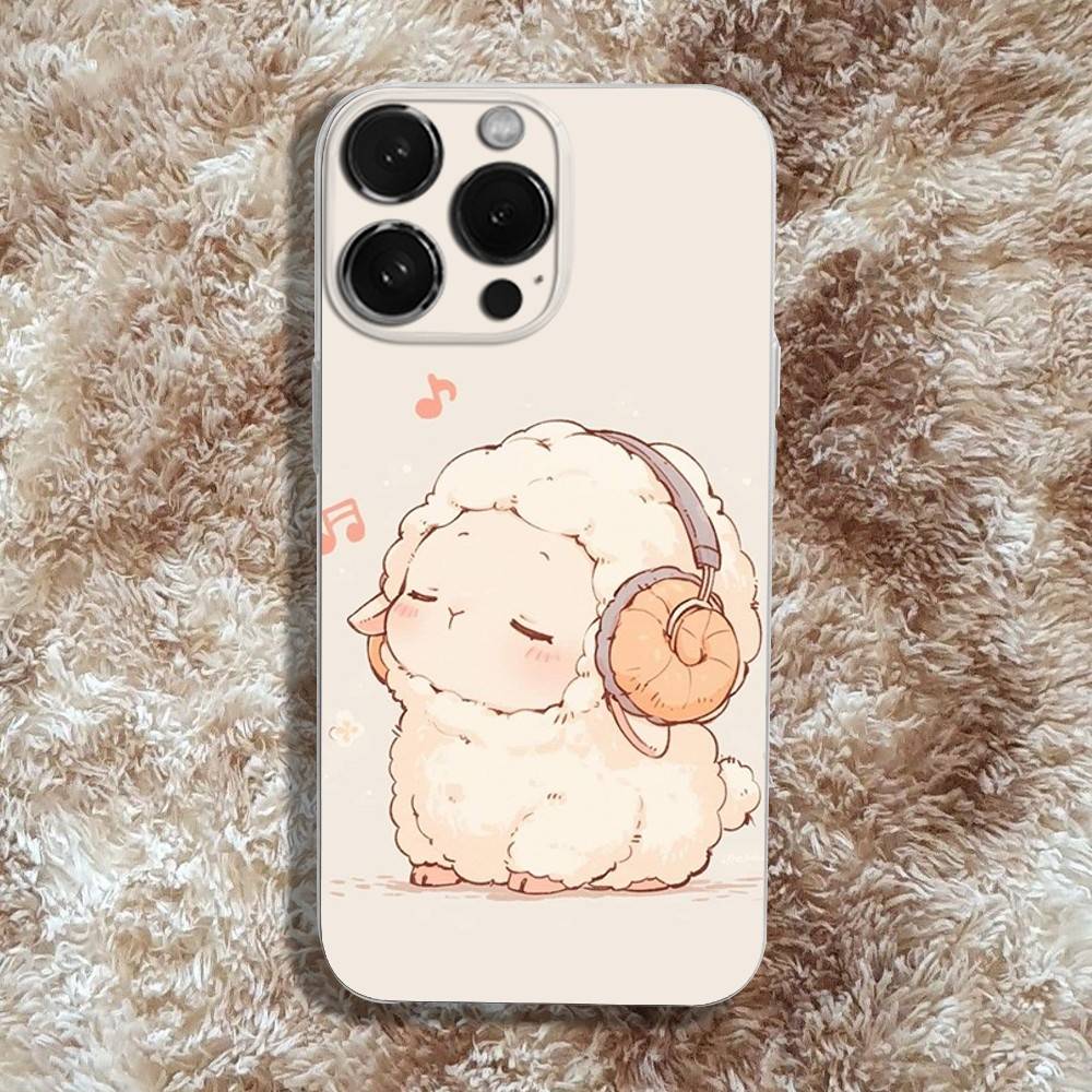 

Cute Sheep Phone Case For iPhone 16,15,14,13,12,11 Pro,Max,Plus,X,XS,XR,SE4,E Mini Transparent Soft Cover iPhone11PRO