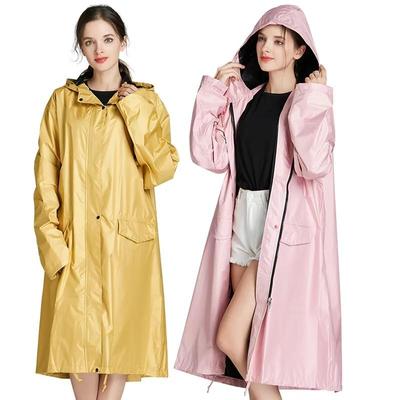 New Breathable Long Women Rain Coat Poncho Thick Ladies Vinyl Raincoats Waterproof Raincoat Tavel Rain Jacket With Hood Pocket