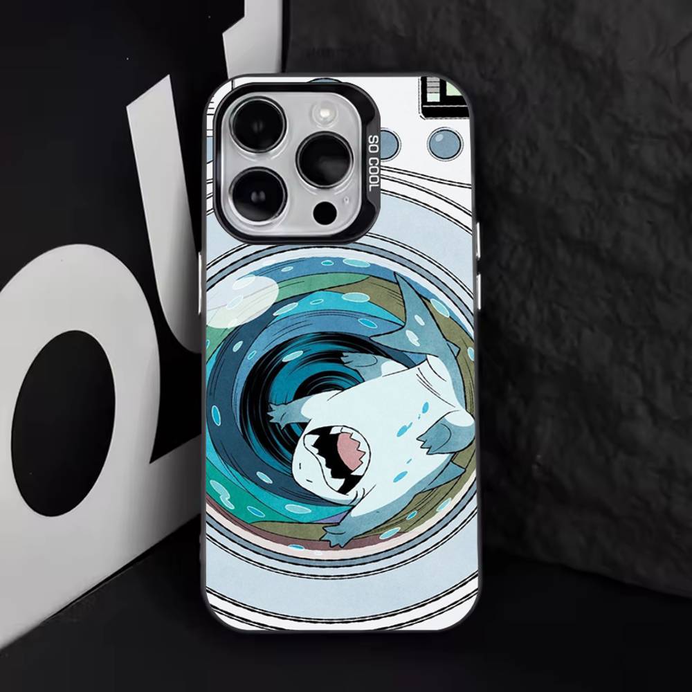 Cartoon Cute Shark Phone Case For iPhone 16,15,14,13,12,11,8,7,Pro,Max,Plus,Mini,XS,SE Anti Fall Black Matte Hard