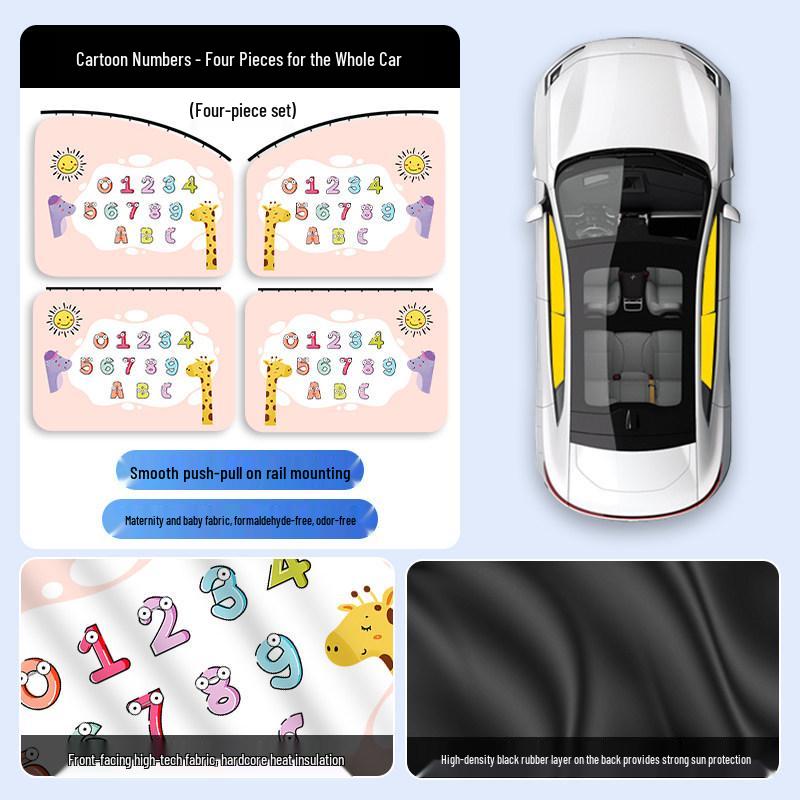 Car Sunshade Track Window Curtain - Interior Sun Protection & Privacy Blackout for Baby Stroller Side Windows