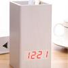 Smart voice-activated silent led wooden clock, wooden clock pen holder, alarm clock, handicraft gift USB charging
