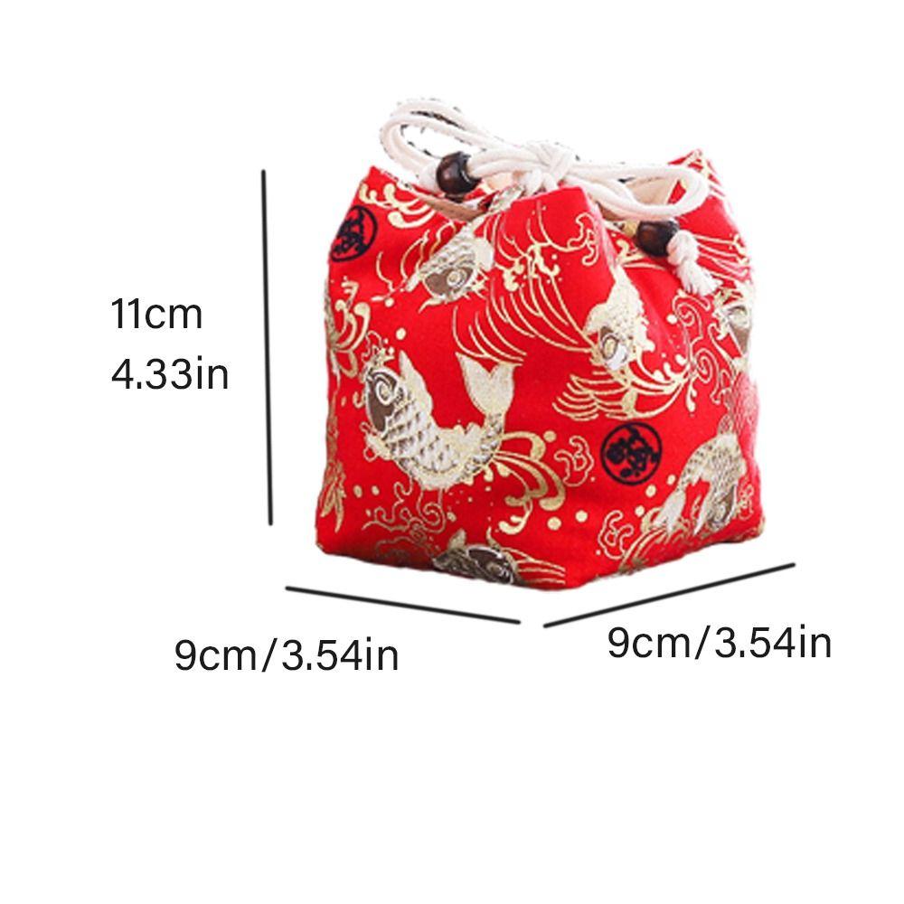 Canvas Chinese Style Handbag Cloud Square Flower Wrist Bag Elegant Tea Set Storage Bag  Streetwear