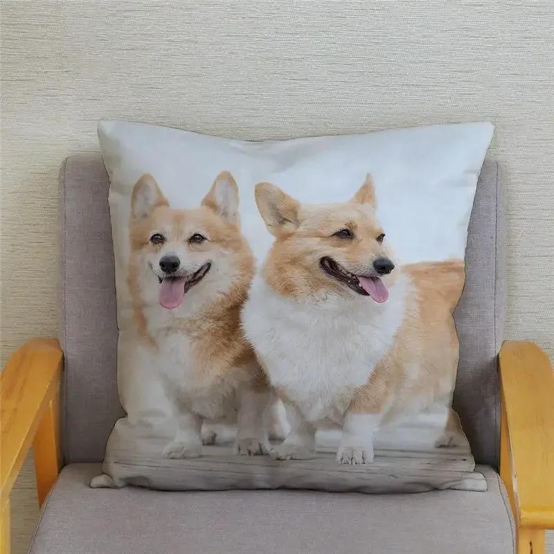 Cute Welsh Corgi Pembroke Dog Cushion Cover Pillow Case Home Decor Animal   Sofa Car