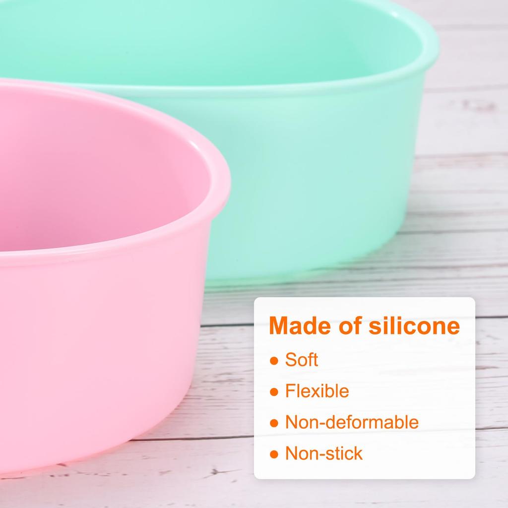 Uxcell Set mit 6 runden Kuchenformen (4 Zoll), Antihaftbeschichtete, schnell lösbare Silikon-Kuchenformen, Backwerkzeuge für Cupcakes, Blechkuchen und Pizzen, Grün